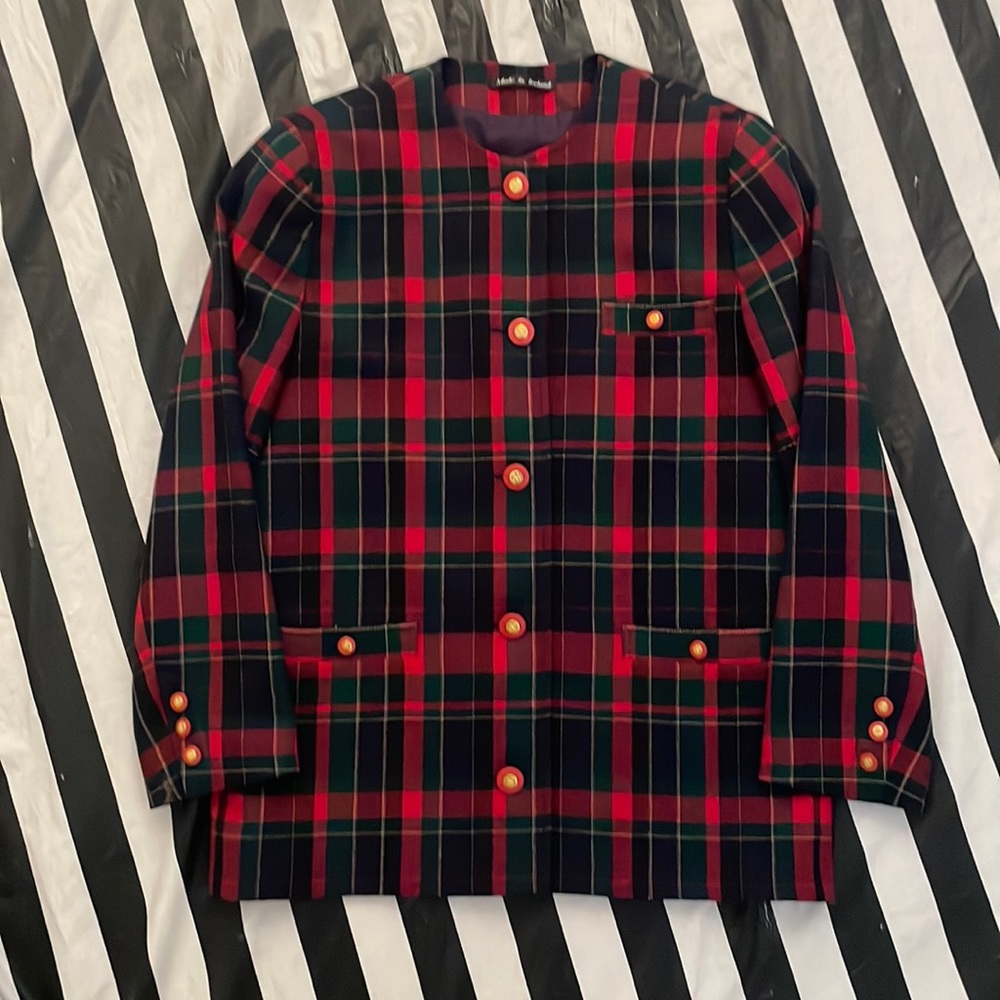 Avoca Sz S Wool Plaid Jacket Made in Ireland